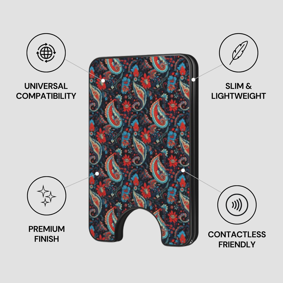 Velour Night Magnetic Wallet showing secure design, premium quality, and impact resistant features