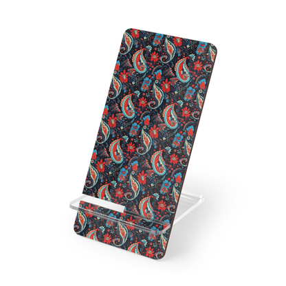 Phone case with a colorful paisley pattern on a white background