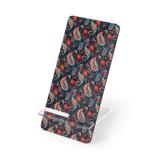 Phone case with a colorful paisley pattern on a white background