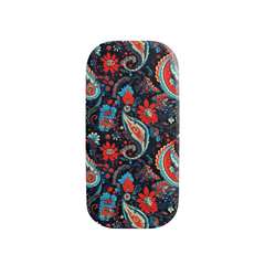 Phone case with colorful paisley and floral design on a white background
