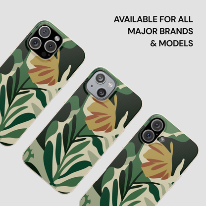 Phone cases with floral design on a white background