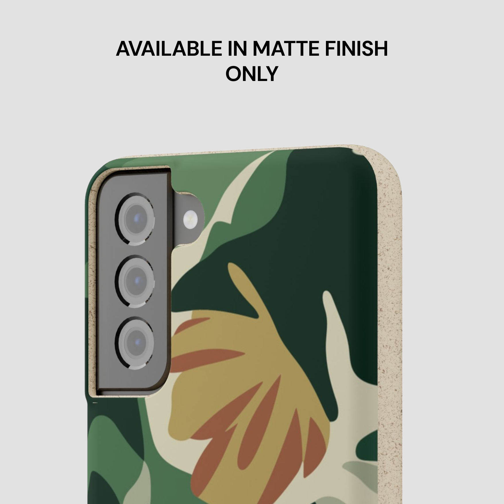 Phone case with floral design on a light gray background