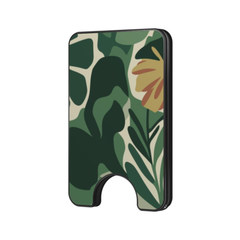 Verdant Muse Magnetic Wallet with botanical leaf print and floral accent