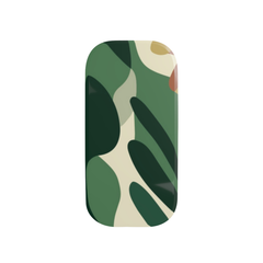 Rectangular green and beige patterned object on a white background