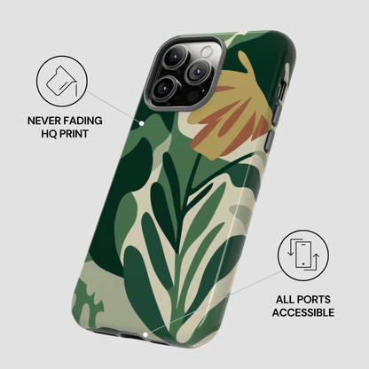 Phone case with floral design on a light gray background
