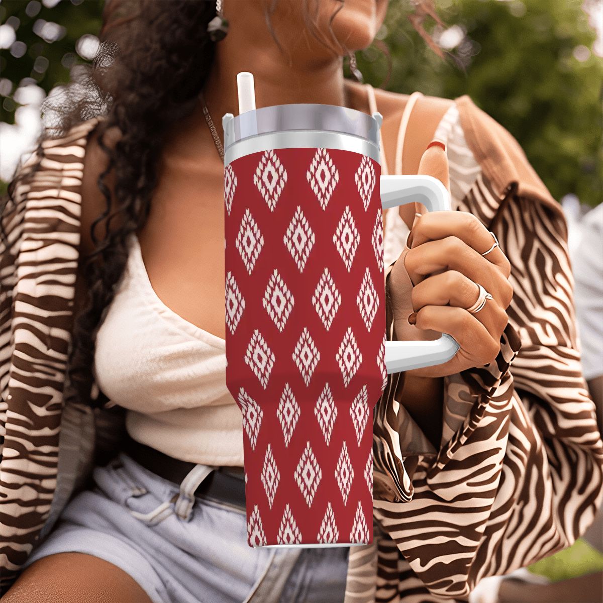 Ruby Ikat | Large Tumbler