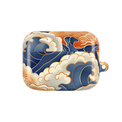 AirPods case with wave design on a white background